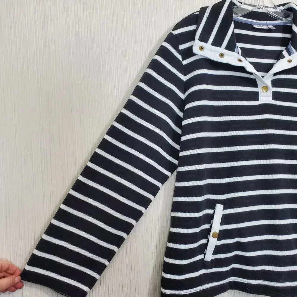 Croft & Barrow striped snap collar long sleeve shirt woman's size XL - Picture 2 of 9